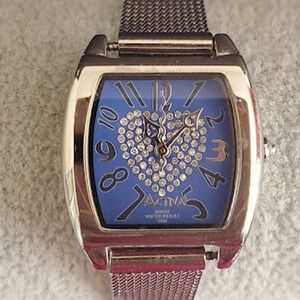 Activa Women's Swiss Movement Watch with Silver Tone Flexible Band Crystal Heart